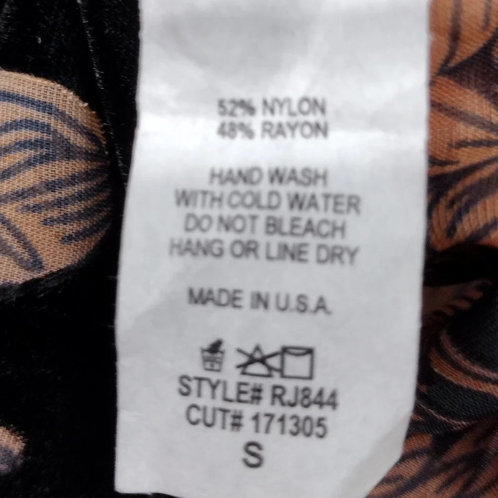 By Together Floral Front Tie Top Women's S Black Cream Cottagecore Retro 90s Y2K - Picture 9 of 9